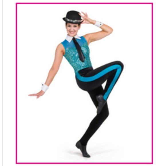 EUC ~A Wish Come True ~ Turquoise Colored Leotard with Sequins (Adult Medium) - Picture 9 of 10